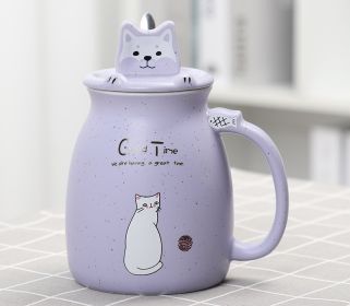 Color: Purple - Cute ceramic large capacity mug