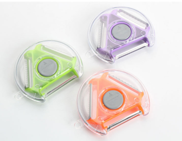 Color: Green - Creative kitchen small tool three in one multi function rotary fruit peeler