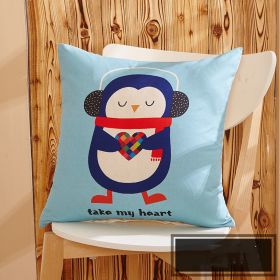 Color: Penguin, Size: 45x45cm - Cartoon sofa pillowcase