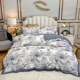 style: H, Bedding Size: 2.0m - Sky Silk Washed Silk Printed Four piece Set Spring Summer Ice Silky Silky Bedding Gift