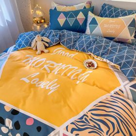 style: I, Bedding Size: A4 - Four-Piece Bedding Set Thick Brushed Washed Cotton Sheets Double Duvet Cover
