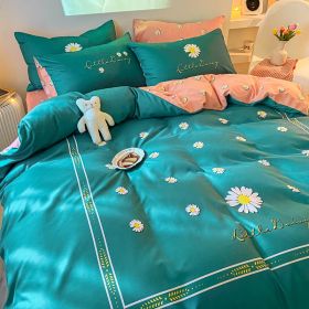 style: F, Bedding Size: A2 - Four-Piece Bedding Set Thick Brushed Washed Cotton Sheets Double Duvet Cover
