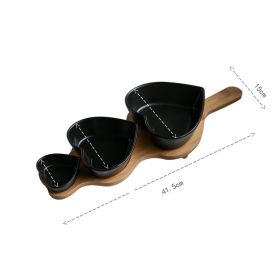 Color: Heart shaped black - Ceramic Fruit Divided Platter, Dried Fruit Plate, Dessert Plate, Melon Seed And Nut Plate