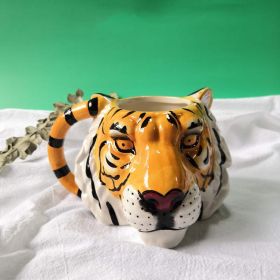 Color: 450ml tiger head - Creative Mug 3D Three-dimensional Animal Cup Personalized Visual Ceramic Water Cup Household