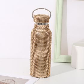 Color: Gold, capacity: 500ML - Stainless Steel Portable Flash Drill Water Bottle