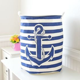 Mediterranean Striped Anchor Fabric Dirty Clothes Basket