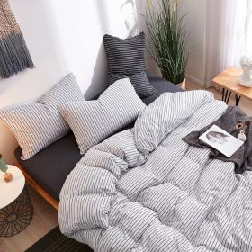 Color: Color cotton, Size: 2M bed - Tianzhu Cotton Four-Piece Striped Knitted Cotton