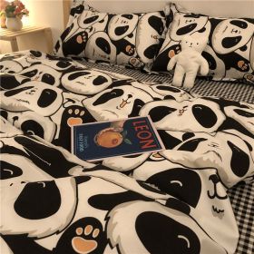 Color: M, Bedding Size: 1.2m threepiece suit - Cartoon Brushed Washed Cotton Net Red Bed Sheet Duvet Cover