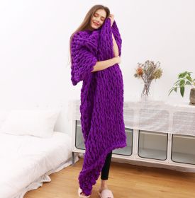 Color: Dark Purple, Size: 130x170 - Ins New Handmade Thick Wool Knitted Blanket Chenille Knitted Blanket Wool Blanket Sofa Cover Blanket