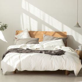Color: Original white, Size: B 1.2m - Japanese Style Muji-style Bed And Breakfast Pure Color Lattice Single And Double Duvet Cover Bed Sheet