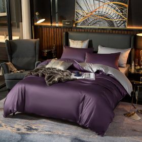 Color: Purple, style: Standard - Long-staple Cotton Simple European Style Four-piece Plain Home Textile Quilt Cover Sheet