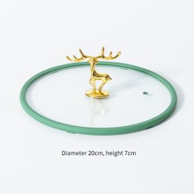 Color: Golden Deer with green edges, Size: 20cm - Transparent Visible Pot Lid Universal Tempered Glass Lid