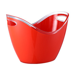 Color: Small red 4liters - Thickened Plastic Transparent Ingot Ice Bucket Acrylic Champagne Bucket