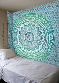 Color: Green, Size: 210x150 - Tapestry Bedroom Hanging Cloth Mandala Flower Digital Printing Amazon Home Mural Curtain