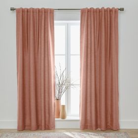 100% Blackout Linen Blend Single Curtain, 50x95, Old Rose