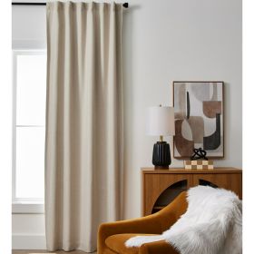 100% Blackout Linen Blend Single Curtain, 50x95, Papyrus Beige