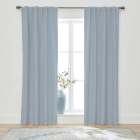 100% Blackout Linen Blend Single Curtain, 50x84, Blue Water