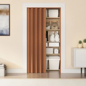 32" W PVC Foldable Accordion Doors or Privacy Room Divider for Internal Use, Walnut