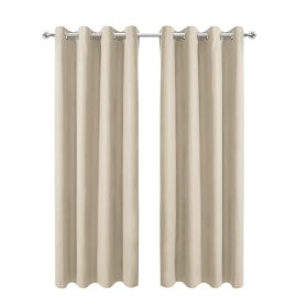 50inch*106inch beige luxurious wool outdoor curtains with a sound-absorbing ring design offer a tranquil and comfortable lifestyle
