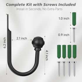 Curtain Holdbacks Black 2pcs, Curtain Tiebacks Wall Mounted Curtain Hooks Holders for Drapes