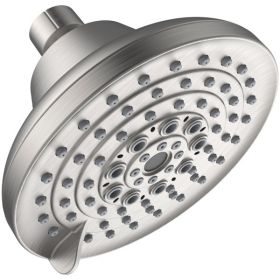 6 Spray Settings High Pressure Shower Head 5" Rain Fixed Showerhead - Brushed Nickel Adjustable Shower Head with Anti-Clogging Nozzles; Low Flow