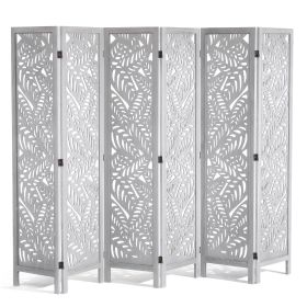 Wood Room Divider, 6 Panel Wood Folding Privacy Screen, 66.9 Inches Tall Indoor Carved Partition Divider, Portable Decoration Screen