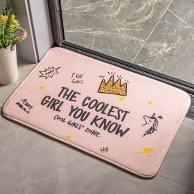 Color: Doodle crown girl, Size: 70x140CM - Cartoon Cute Carpet Bedroom Door Mat Bathroom Non-slip Mat Absorbent Mat