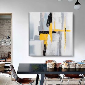 Hand Painted Oil Paintings Black and white gold Modern Abstract Oil Paintings On Canvas Wall Art Decorative Picture Living Room Hallway Bedroom L (style: 01, size: 120x120cm)