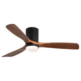 52 Inch Indoor Ceiling Fan With Lights 3 Solid Wood Fan Blade Noiseless Reversible Motor Remote Control With Light (Color: as Pic)