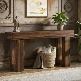 Wooden Sofa Table, 63-Inch Console Table For Entryway (Main Material: Wood, Main Color: Brown)