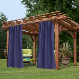 50inch*84inch luxurious woolen outdoor curtain with hanging straps combine elegance and durability for a comfortable outdoor space. (Color: Blue)