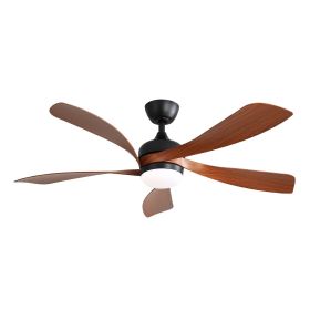 52 Inch Indoor Ceiling Fan With 3 Color Dimmable 5 ABS Blades Remote Control Reversible DC Motor Black With Led Light (Color: as Pic)