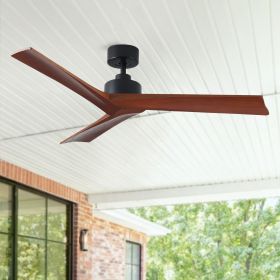 52 in. Black Lowe Profile Ceiling Fan with Light (Material: Metal+Solid wood, Color: Black)