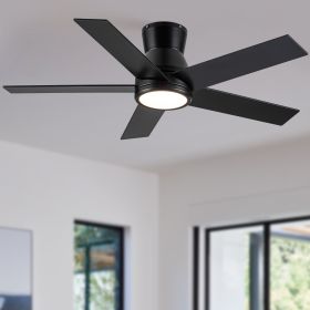 52 in. Black Lowe Profile Ceiling Fan with Light (Material: Metal+Plywood, Color: Black)