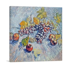 Still Life with Grapes, Apples, Lemons and Pear 1887 (Type: Standard Framed Canvas Print, size: 12" x 12" / 30cm x 30cm (approx))
