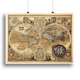 A new and accvrat map of the world Canvas Print or Poster (Type: Poster Print, size: 40" x 26" / 100cm x 65cm (approx))